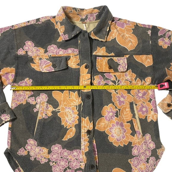 NWT Free People Size Small Printed Ruby Jacket in Charcoal Floral Oversized Gray - Picture 6 of 10